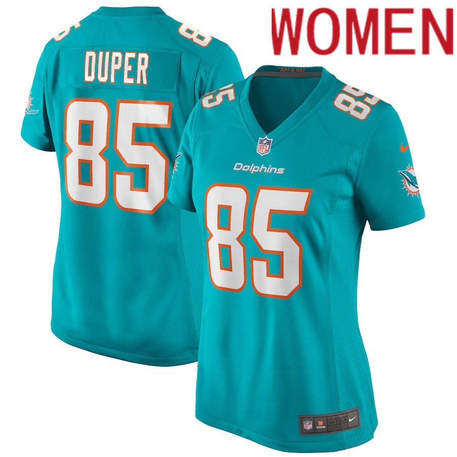Women Miami Dolphins #85 Mark Duper Nike Aqua Game Retired Player NFL Jersey->women nfl jersey->Women Jersey